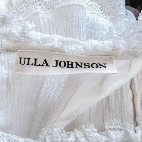 Ulla Johnson Women's White 100% Cotton Henriette Pleated Mini Dress with Ruffles - Picture 7 of 8